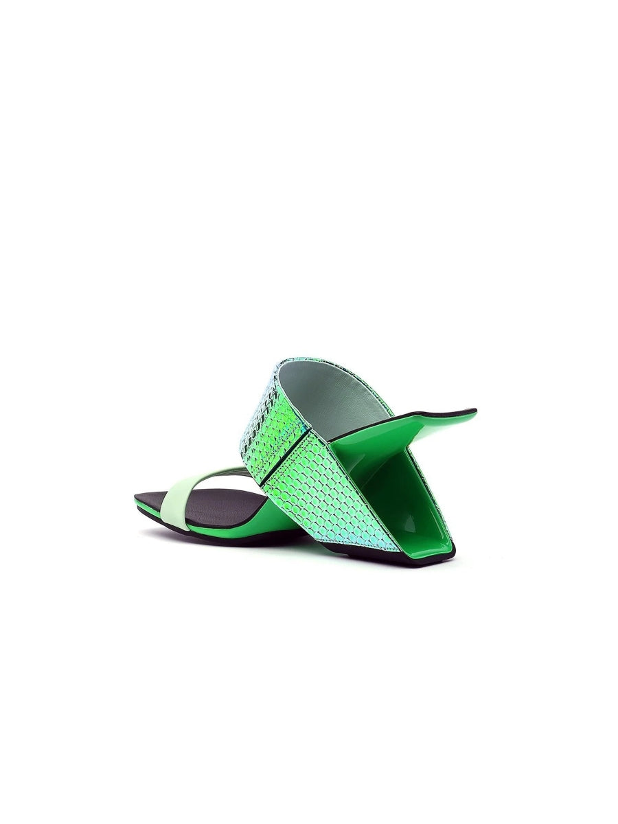 JadyRose | Signature Open-Heel Leather Slide Sandal - Green