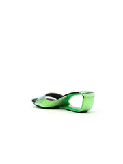 JadyRose | Open Twisted-Heel Leather Slide Sandal - Green