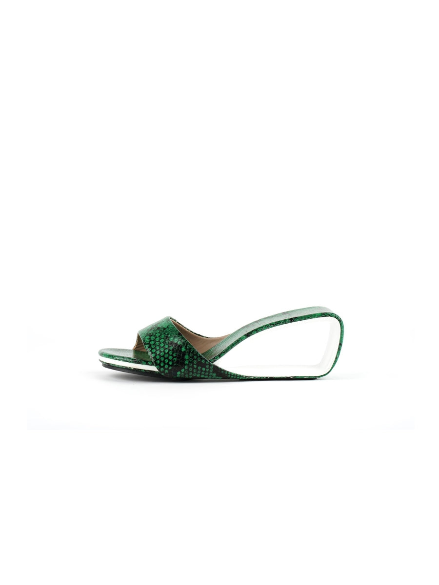 JadyRose | Twisted Upper Heel Genuine Leather Green Slide