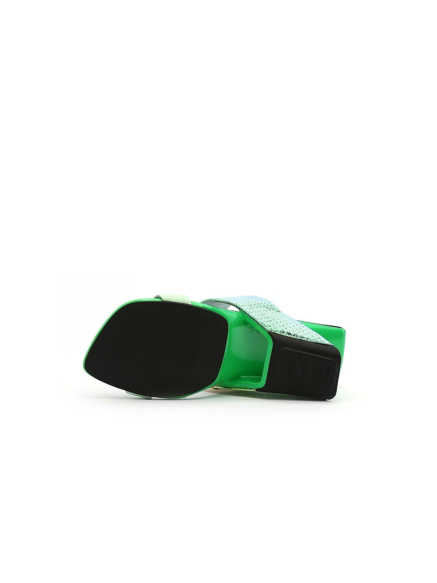 JadyRose | Signature Open-Heel Leather Slide Sandal - Green