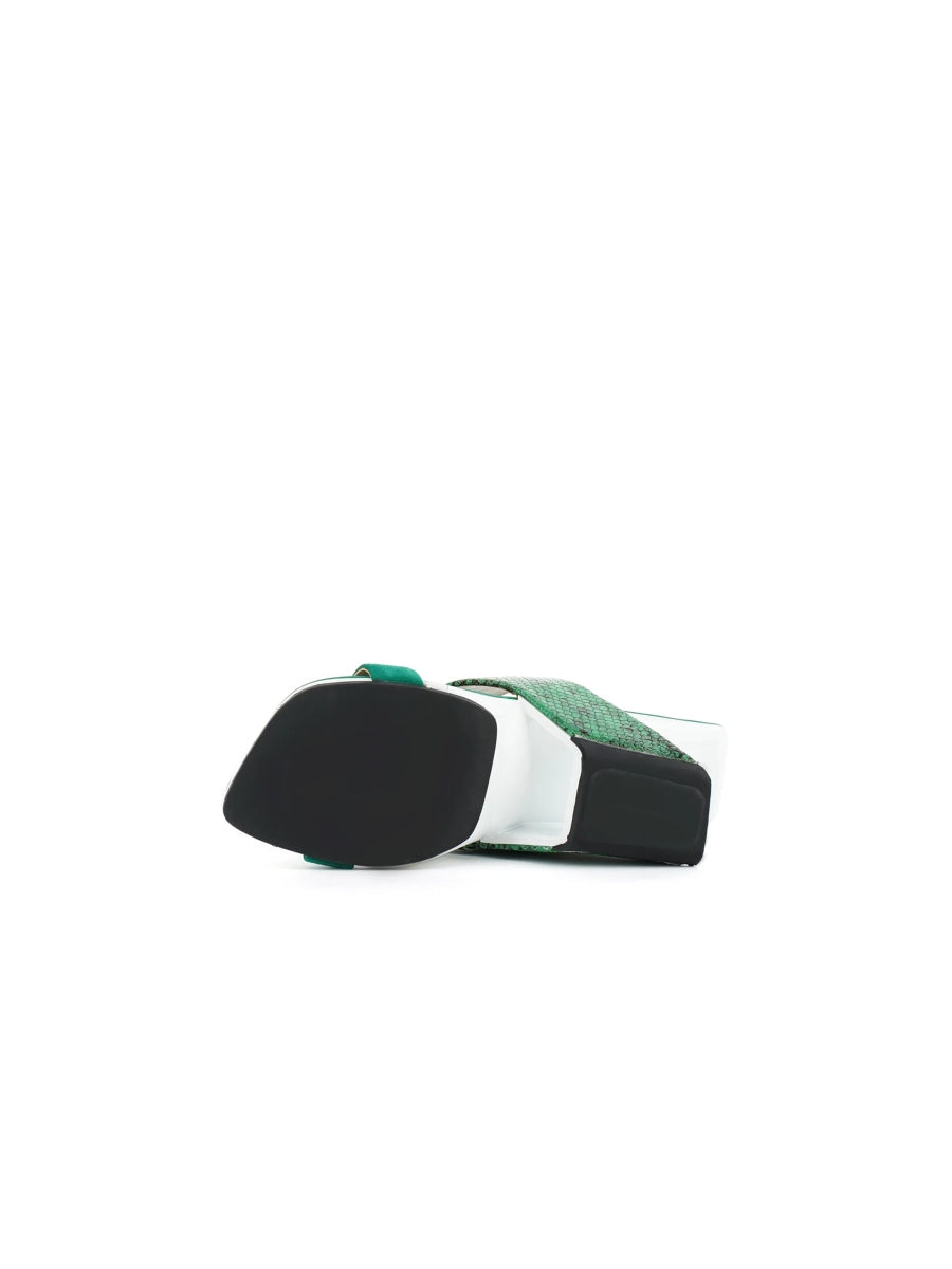 JadyRose | Open-Heel Leather Slide - Green