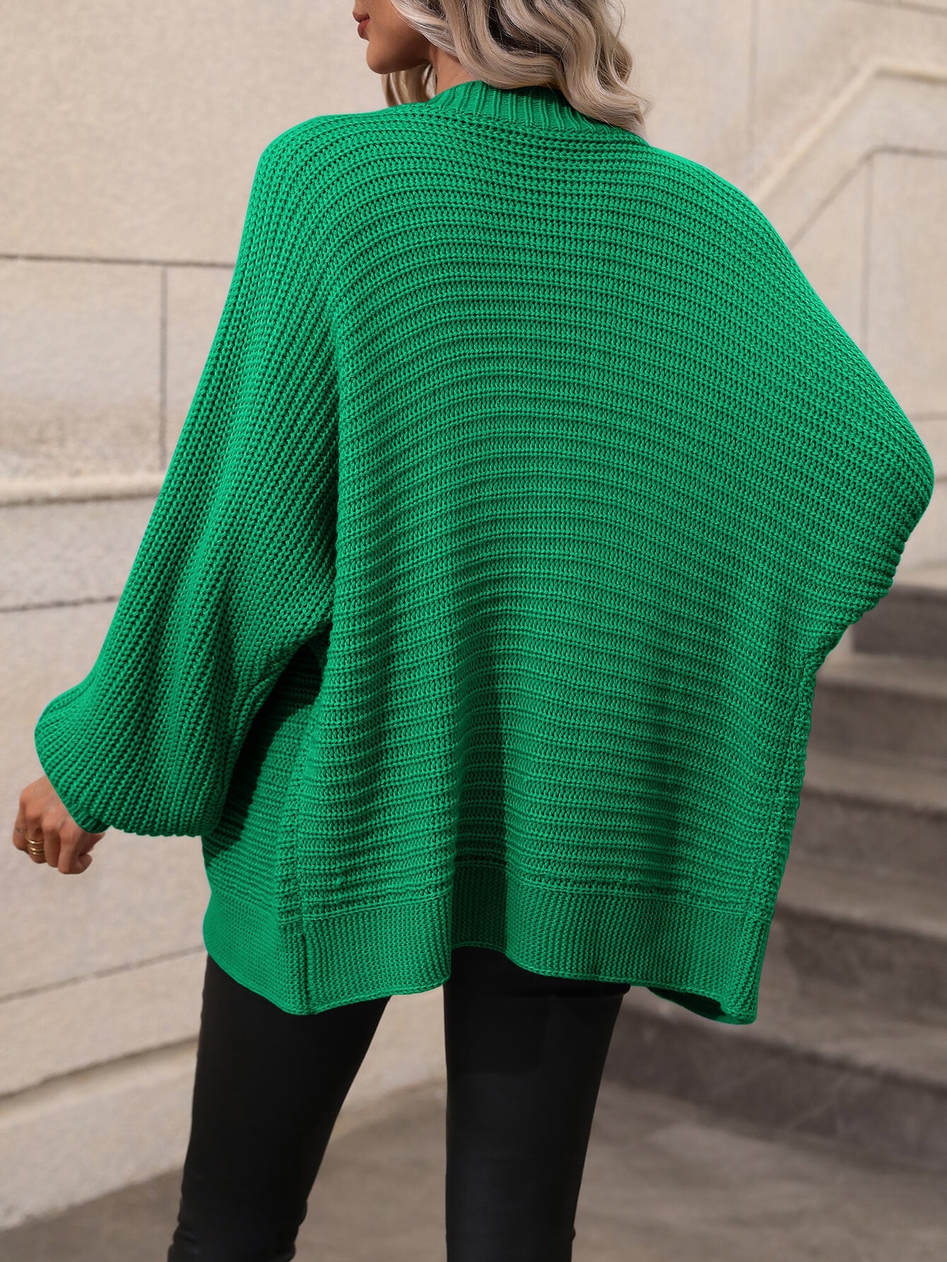 BUTTON UP OVERSIZED KNIT CARDIGAN - GREEN