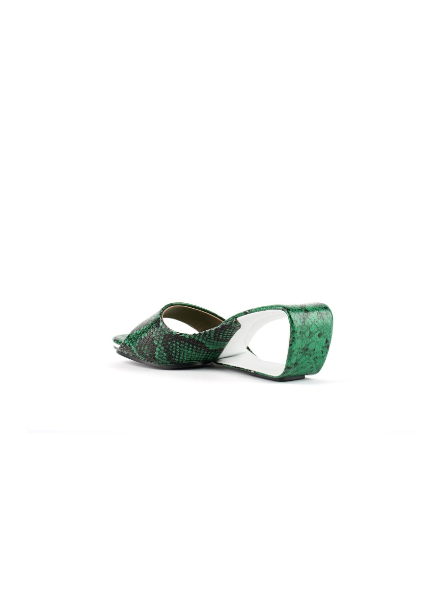 JadyRose | Twisted Upper Heel Genuine Leather Green Slide