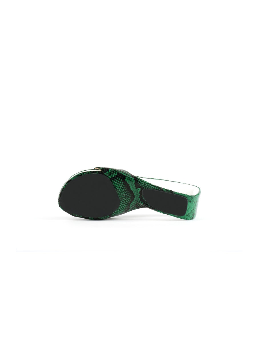 JadyRose | Twisted Upper Heel Genuine Leather Green Slide