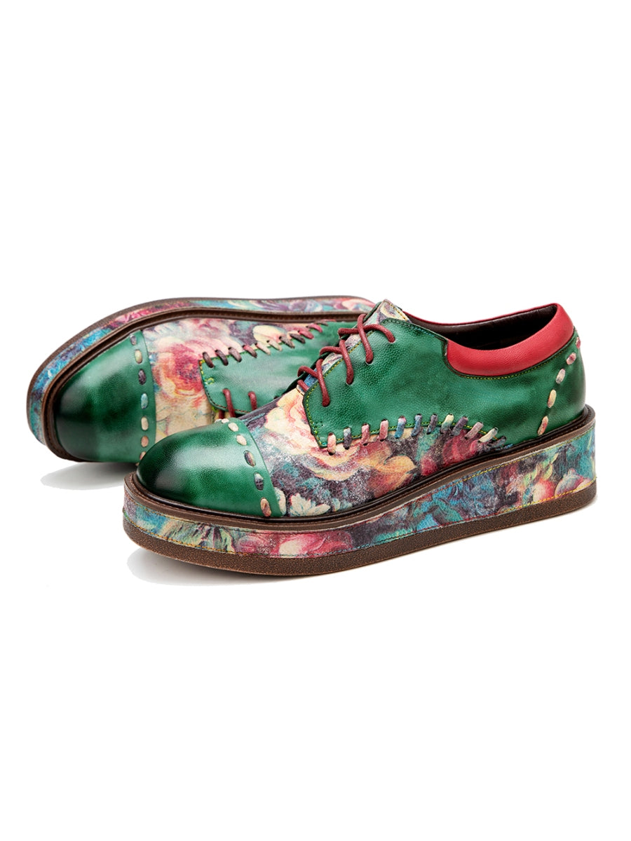 SOFFIA | Brush Craft Emerald Floral Leather Oxford