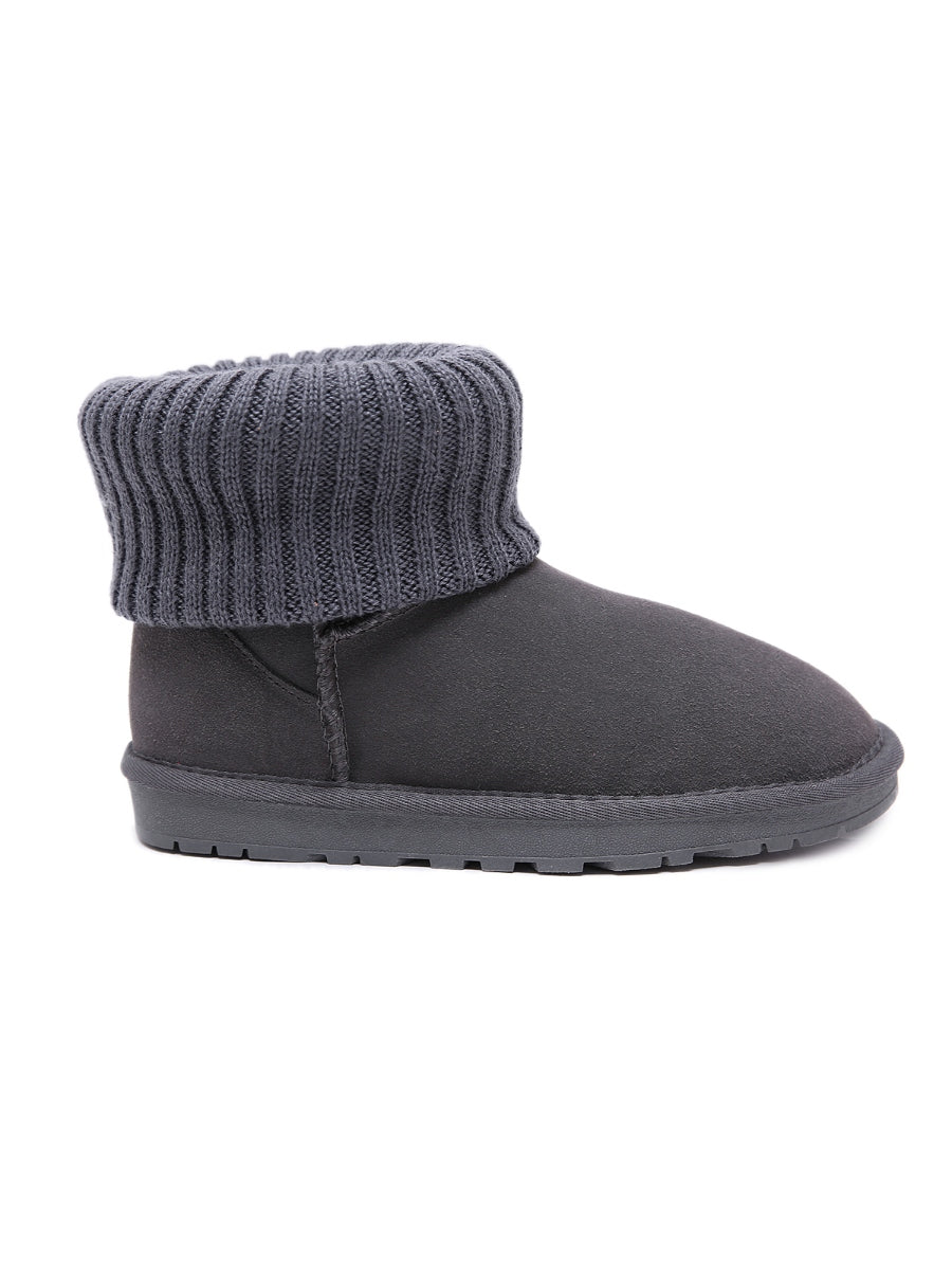 SMAIBULUN Ugg | Faux Fur Knit Ankle Mini Boots