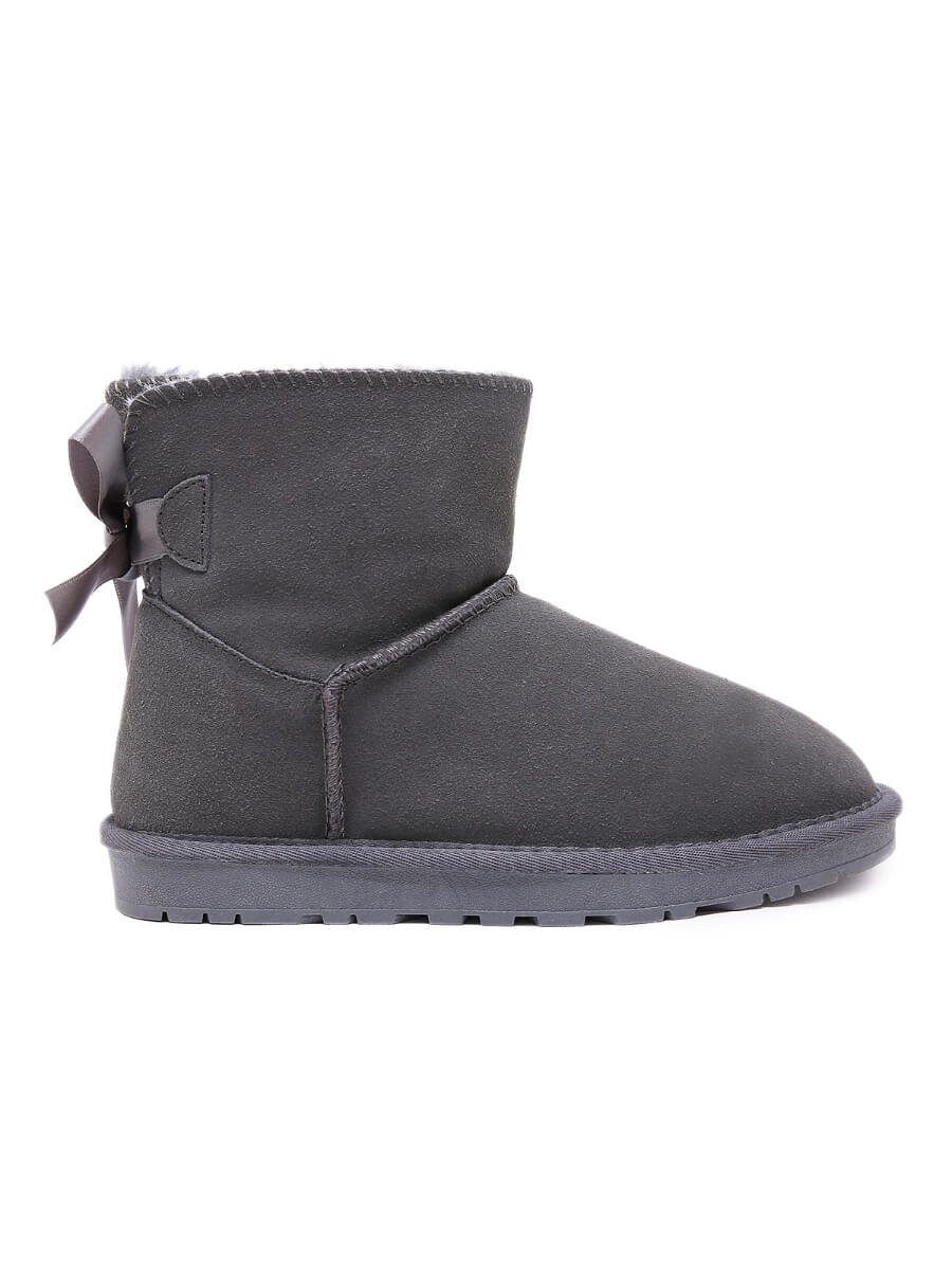 SMAIBULUN Ugg | Ribbon Bow Faux Fur-Lined Mini Ugg Boots