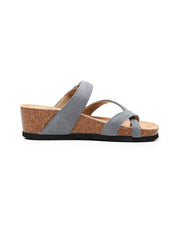 Maibulun | Grey Criss Cross Toe Suede Upper Wedge Sandal