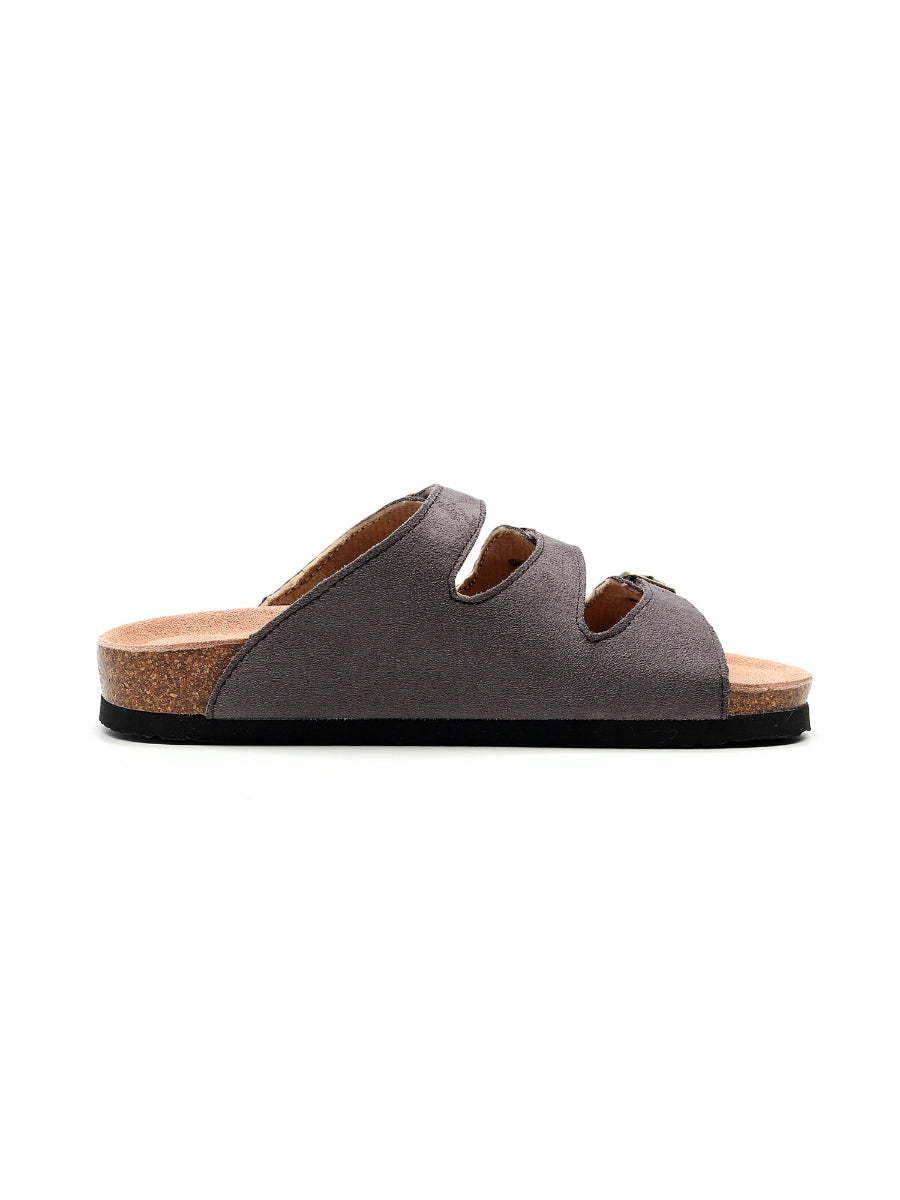 Maibulun | Grey Triple-Buckle Suede Upper Sandal