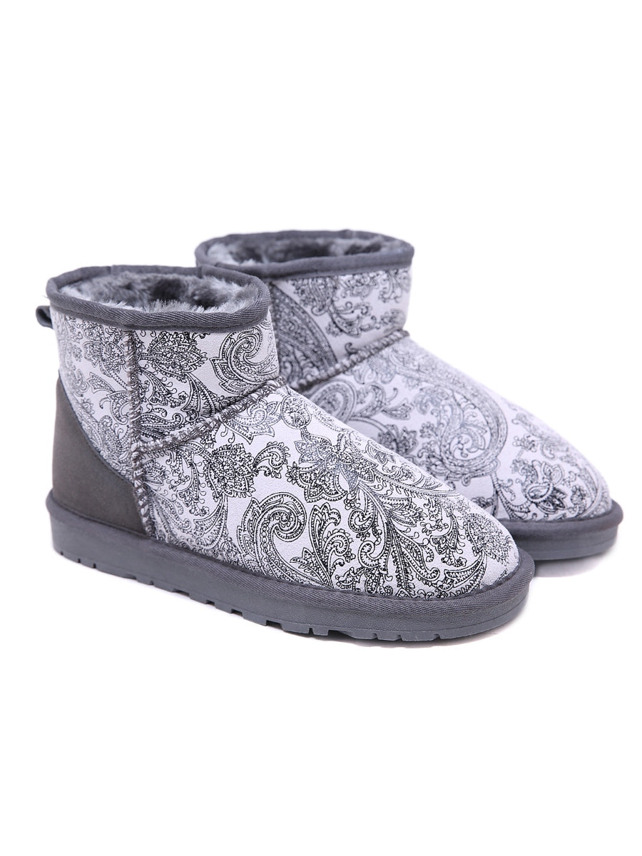 SMAIBULUN Ugg | Embroidered Faux Fur-Lined Leather Suede Boot