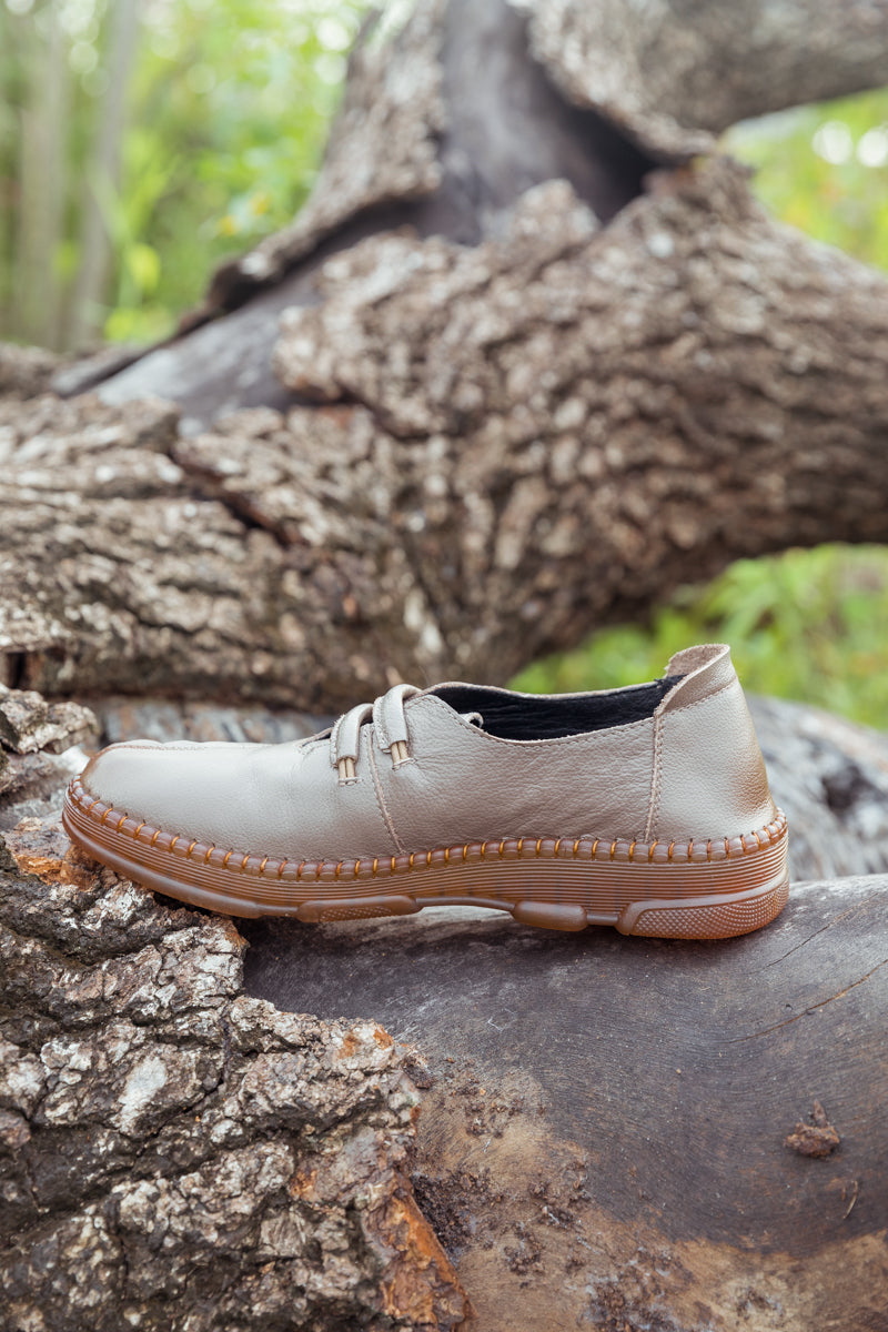 RUMOUR HAS IT| FLORAL EMBROIDERED LEATHER LOAFER - GREY