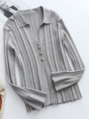 Smaibulun | TAMIA Bell Cuff Knit Shirt Jacket - Grey