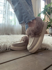 En Bloom | Grey Faux-Fur Anklet Yana Moccasin