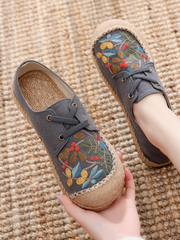 Cactus Rose | Playground Embroidered Linen Boat Shoes - Grey