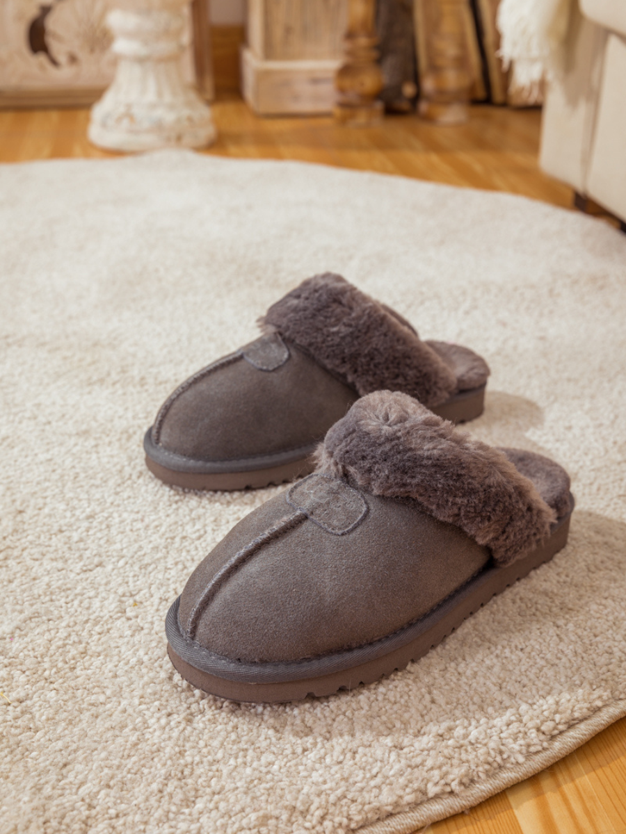 SMAIBULUN Ugg | WOOL LINED SUEDE SLIPPER - GREY