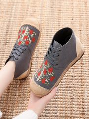 Cactus Rose | Embroidered Bayberry Tree Hi-Top Sneakers Espadrilles