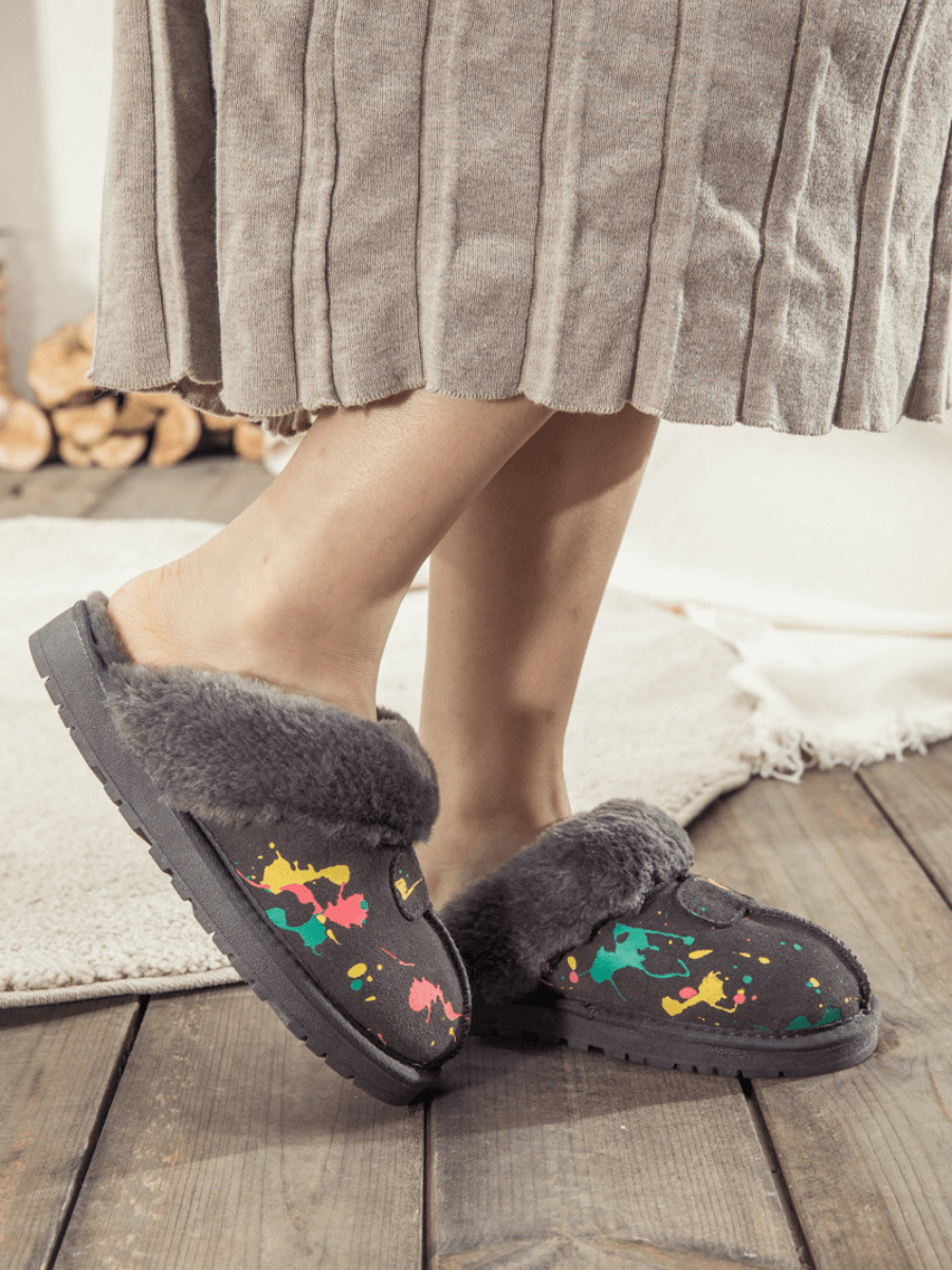 SMAIBULUN Ugg | FAUX FUR LINED SUEDE UPPER SLIPPER - GREY