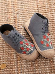 Cactus Rose | Embroidered Bayberry Tree Hi-Top Sneakers Espadrilles