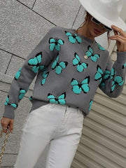 BUTTERFLY KNIT TOP - GREY