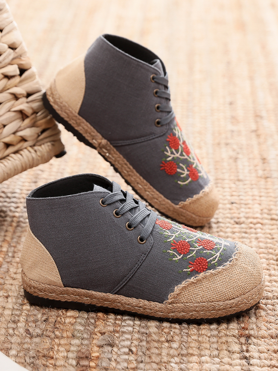 Cactus Rose | Embroidered Bayberry Tree Hi-Top Sneakers Espadrilles