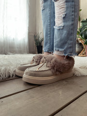 En Bloom | Grey Faux-Fur Anklet Yana Moccasin