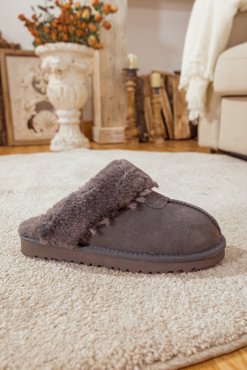 SMAIBULUN Ugg | WOOL LINED SUEDE SLIPPER - GREY