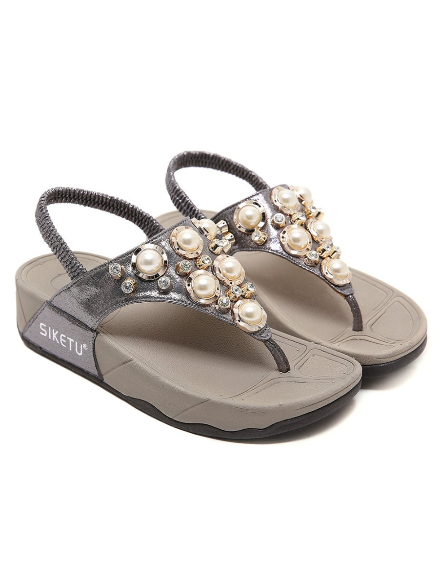 SIKETU | PEARL-ACCENT GREY METALLIC SLINGBACK