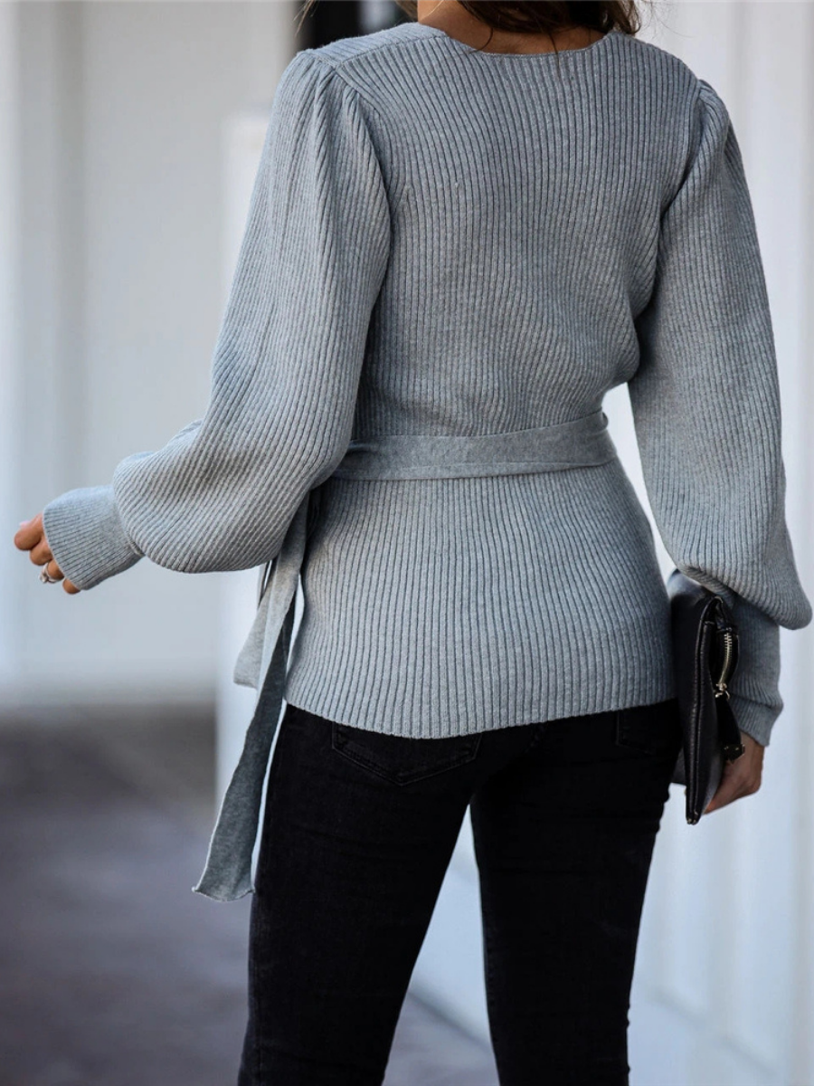 Smaibulun | LEONORA Bishop Sleeve Knit Top - Grey