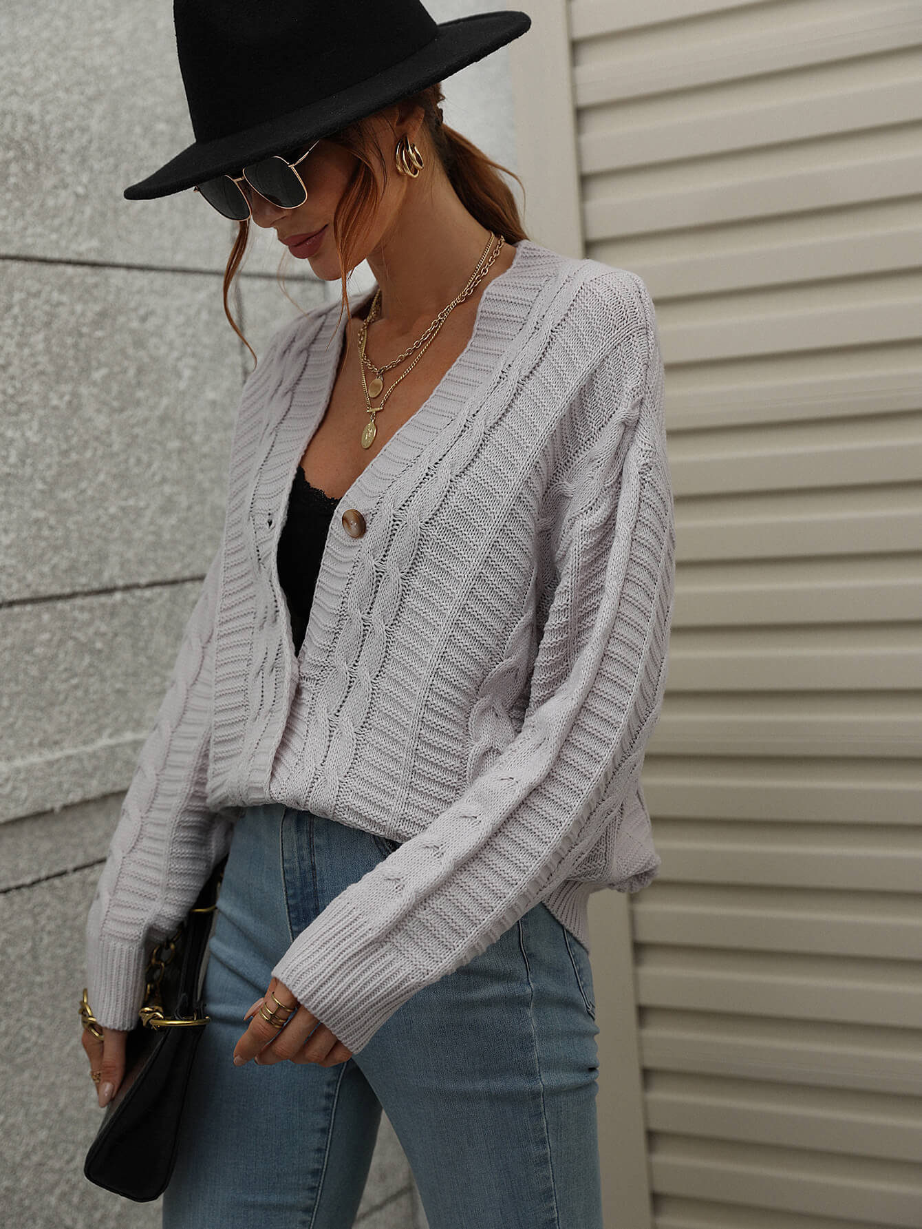 RACHAEL KNIT CARDIGAN - GREY