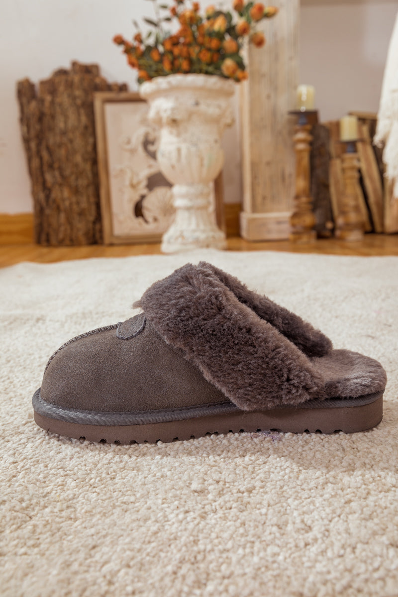 SMAIBULUN Ugg | WOOL LINED SUEDE SLIPPER - GREY