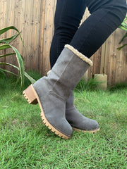 En Bloom | Plush-Lined Fold-Over Boot - Grey