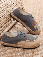 Cactus Rose | Playground Embroidered Linen Boat Shoes - Grey