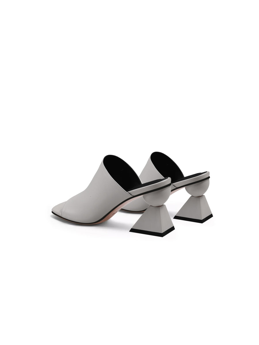 JadyRose | Triangular Mid Heel Leather Open Toe Sandals