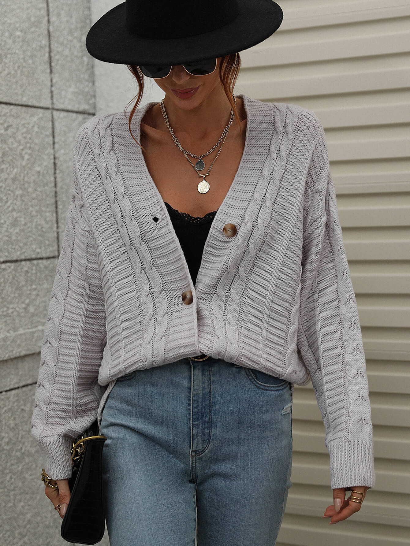 RACHAEL KNIT CARDIGAN - GREY