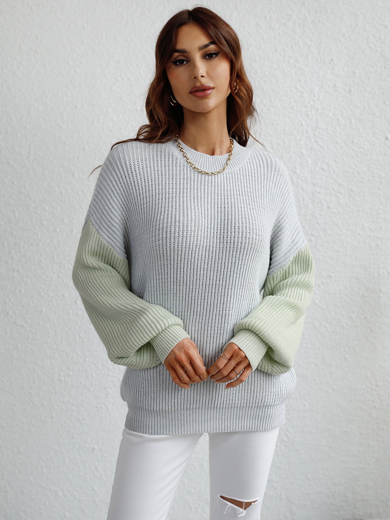 ESTATIA KNIT SWEATER - GREY