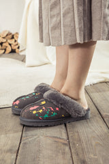 SMAIBULUN Ugg | FAUX FUR LINED SUEDE UPPER SLIPPER - GREY