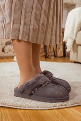 SMAIBULUN Ugg | WOOL LINED SUEDE SLIPPER - GREY