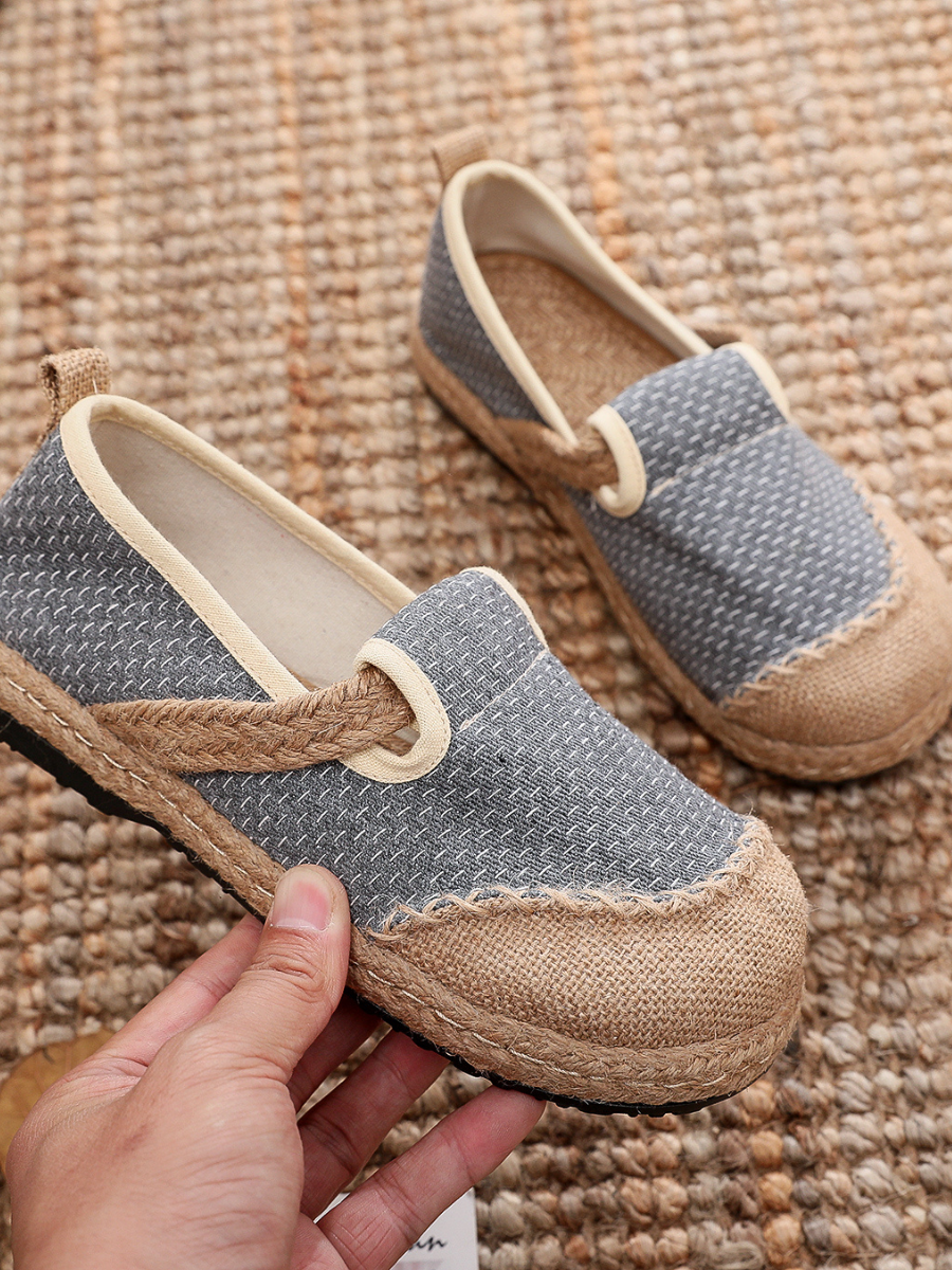 Cactus Rose | Scales Print Linen Espadrilles Loafer - Grey