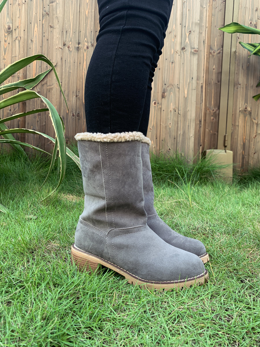 En Bloom | Plush-Lined Fold-Over Boot - Grey