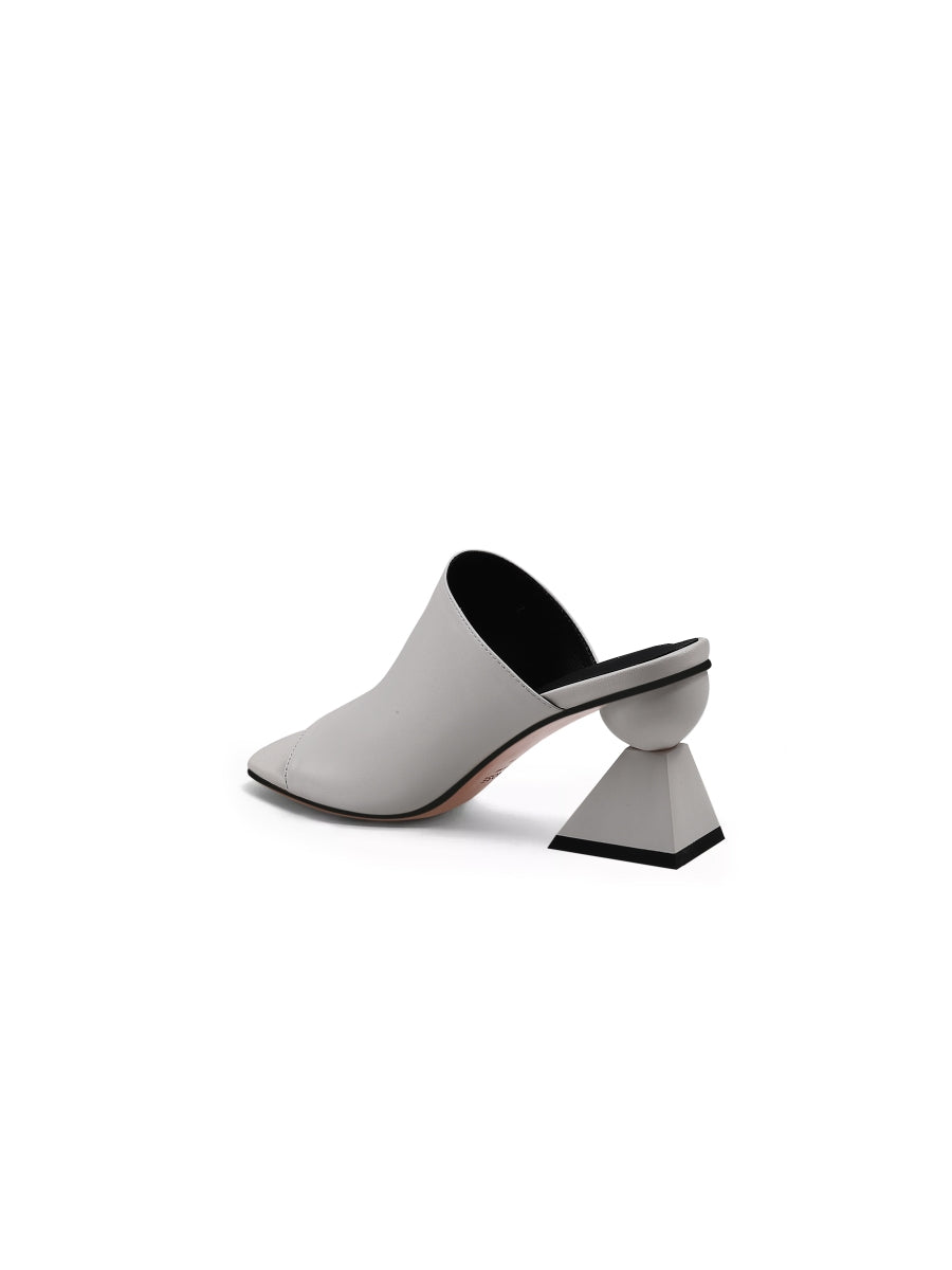 JadyRose | Triangular Mid Heel Leather Open Toe Sandals