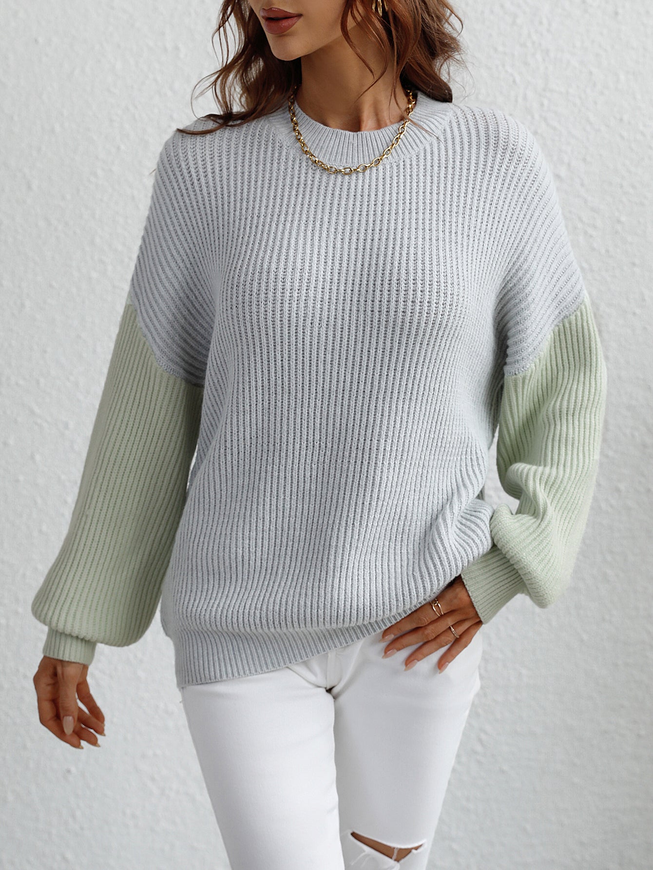 ESTATIA KNIT SWEATER - GREY