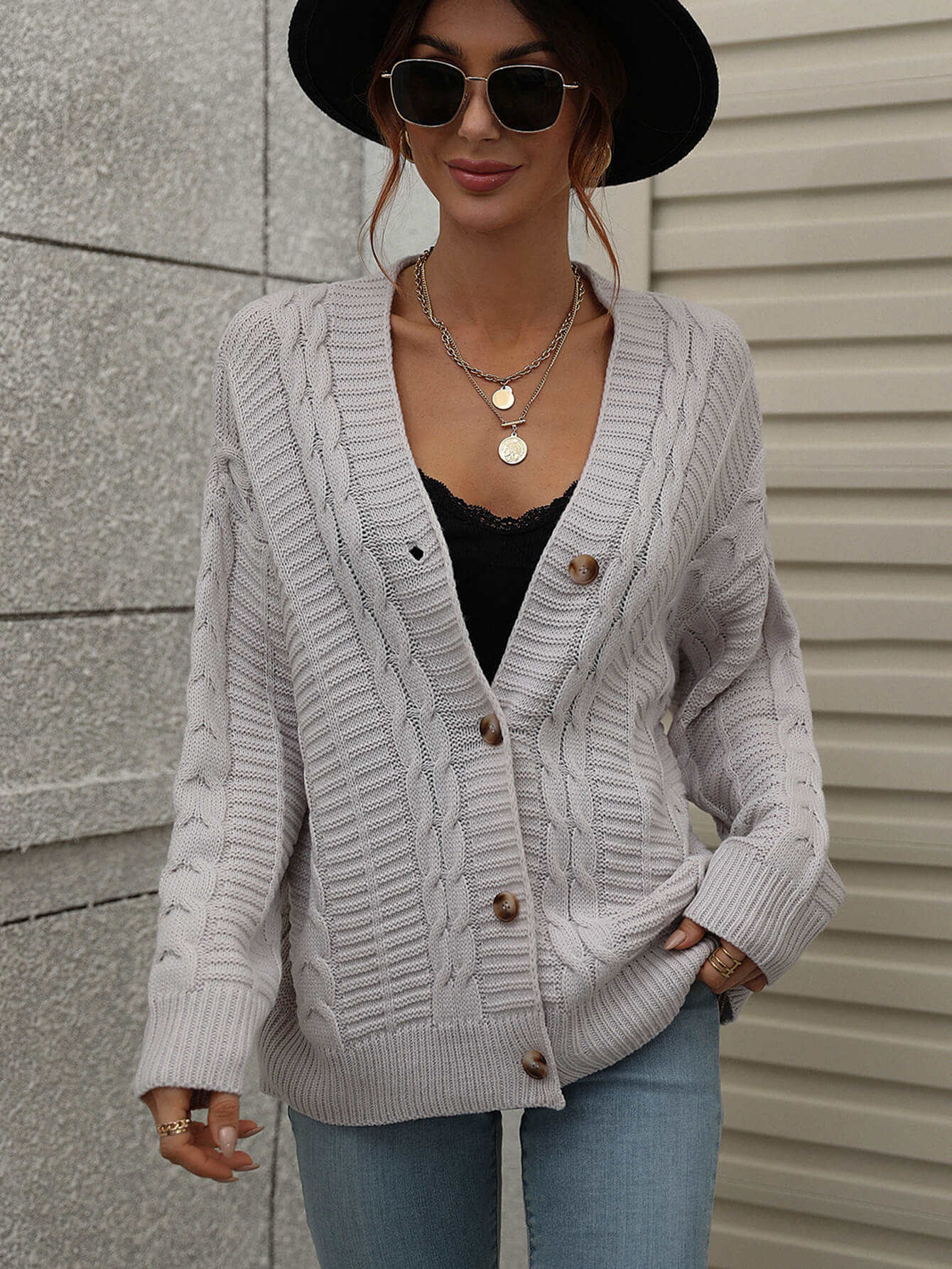 RACHAEL KNIT CARDIGAN - GREY