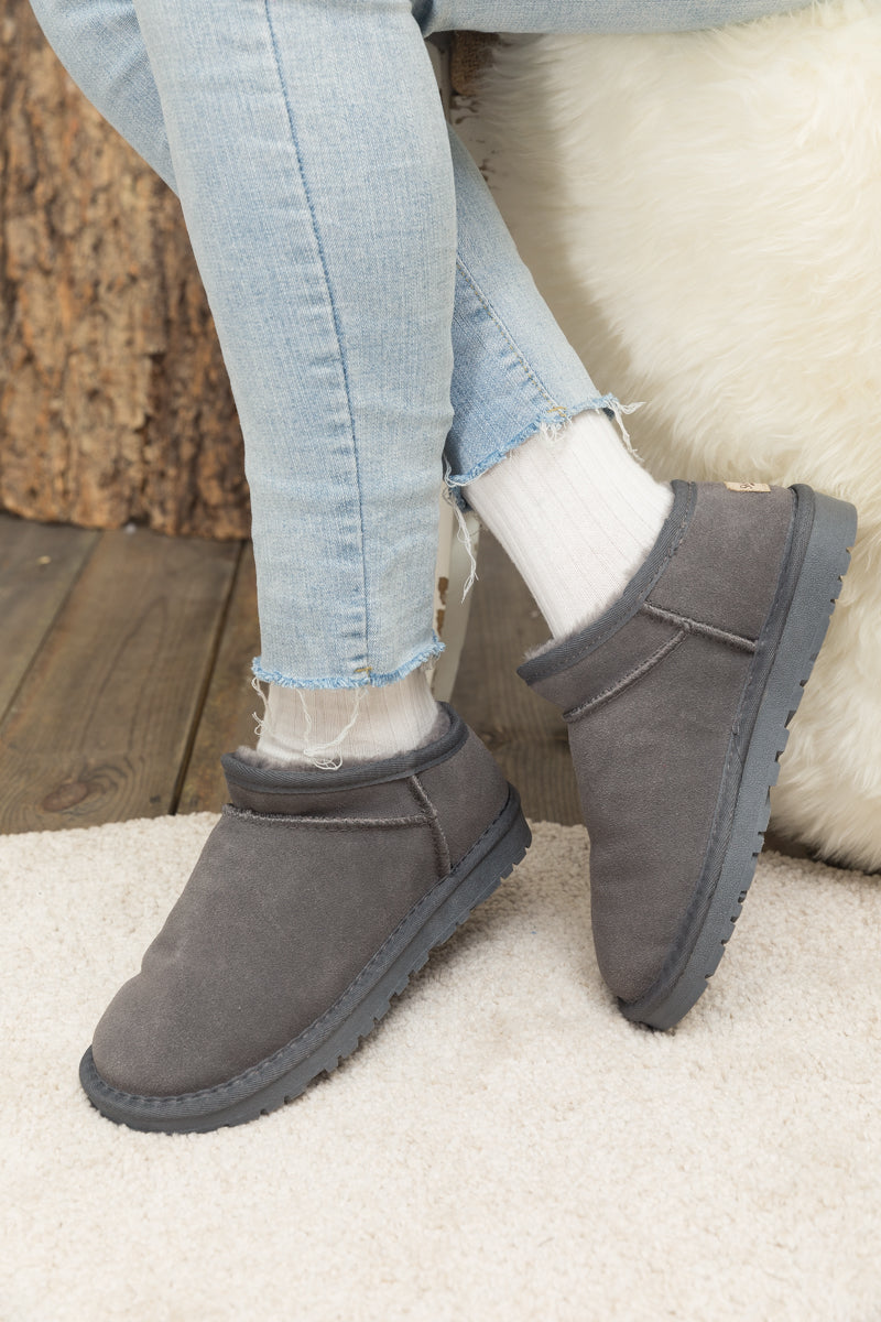 SMAIBULUN Ugg | Faux-Fur-Lined Suede Tasman Ankle Boot - Grey