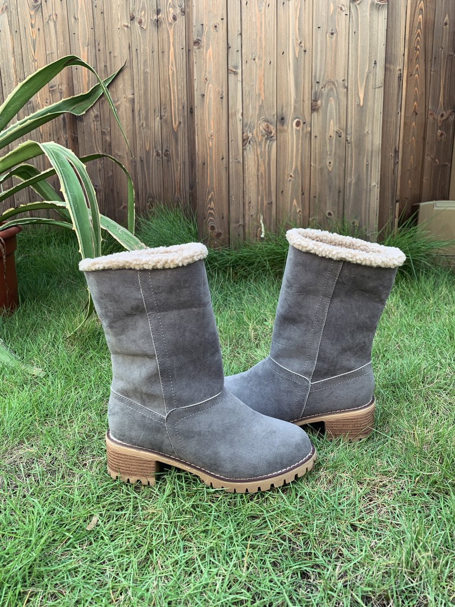 En Bloom | Plush-Lined Fold-Over Boot - Grey