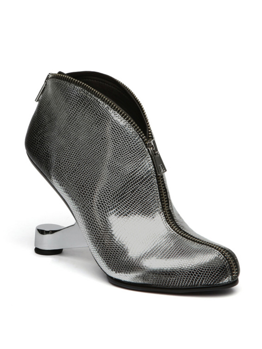 JADY ROSE | ZIP MY WAY HEEL BOOTIE PUNCHY SILVER