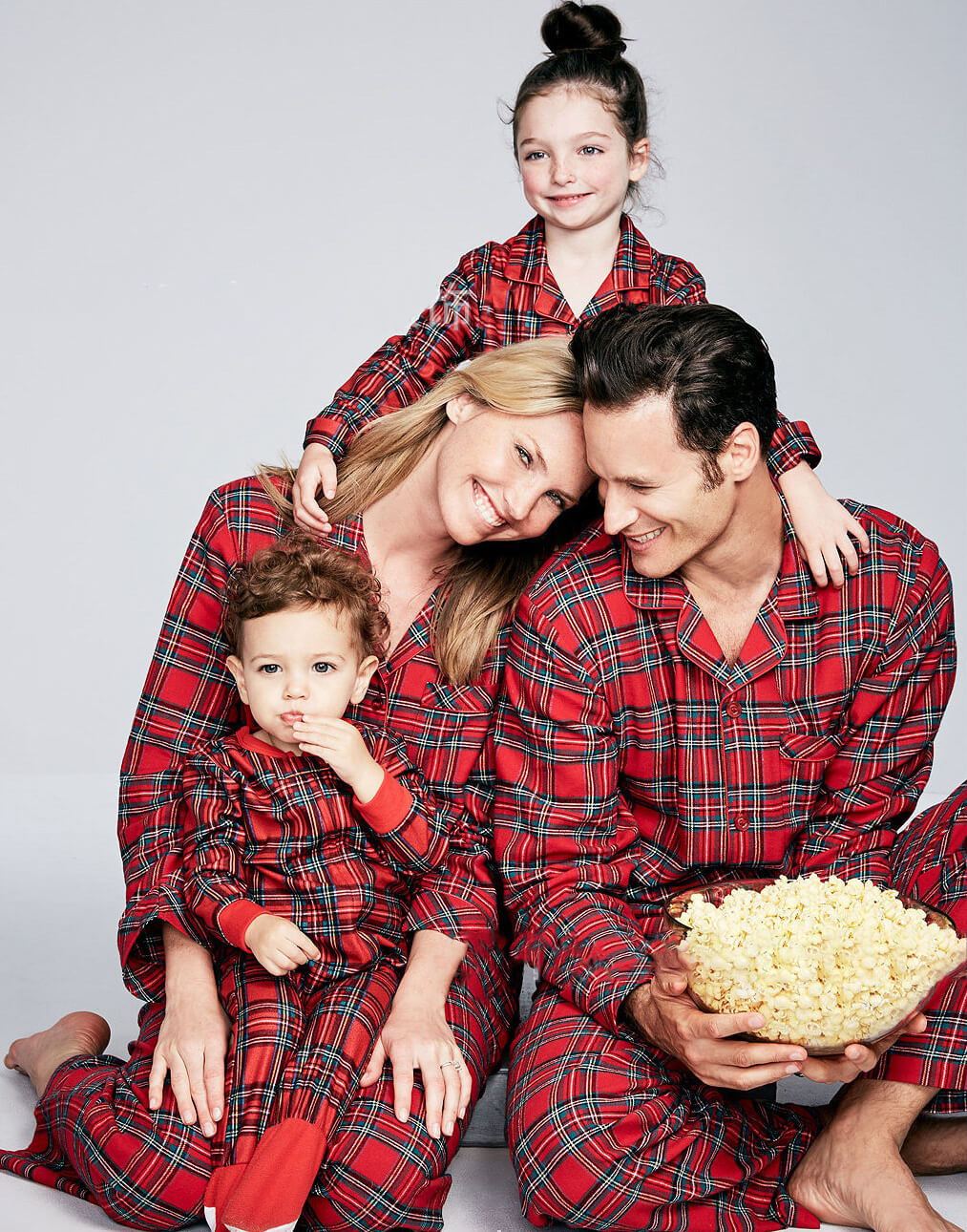 Christmas Plaid Lapel Family Matching Pajamas Sets