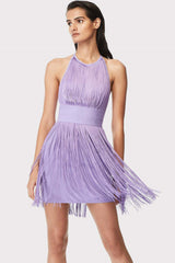 Halter Neck Backless Sleeveless Fringed Mini Dress