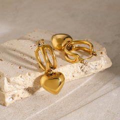 Heart Drop Gold Earrings