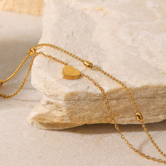 Heartbeat Charm Double Layer Gold Anklet