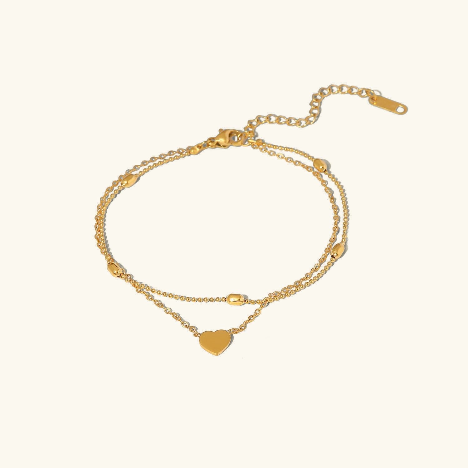 Heartbeat Charm Double Layer Gold Anklet